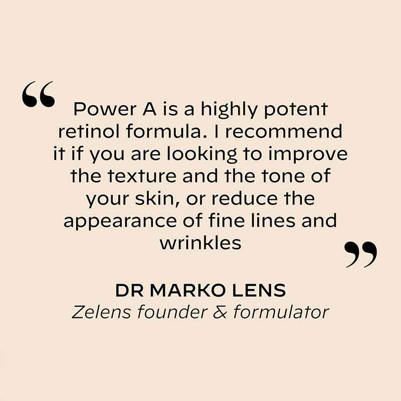 Zelens Power A Vitamin A Concentrate Serum Quote from Dr Marko Lens
