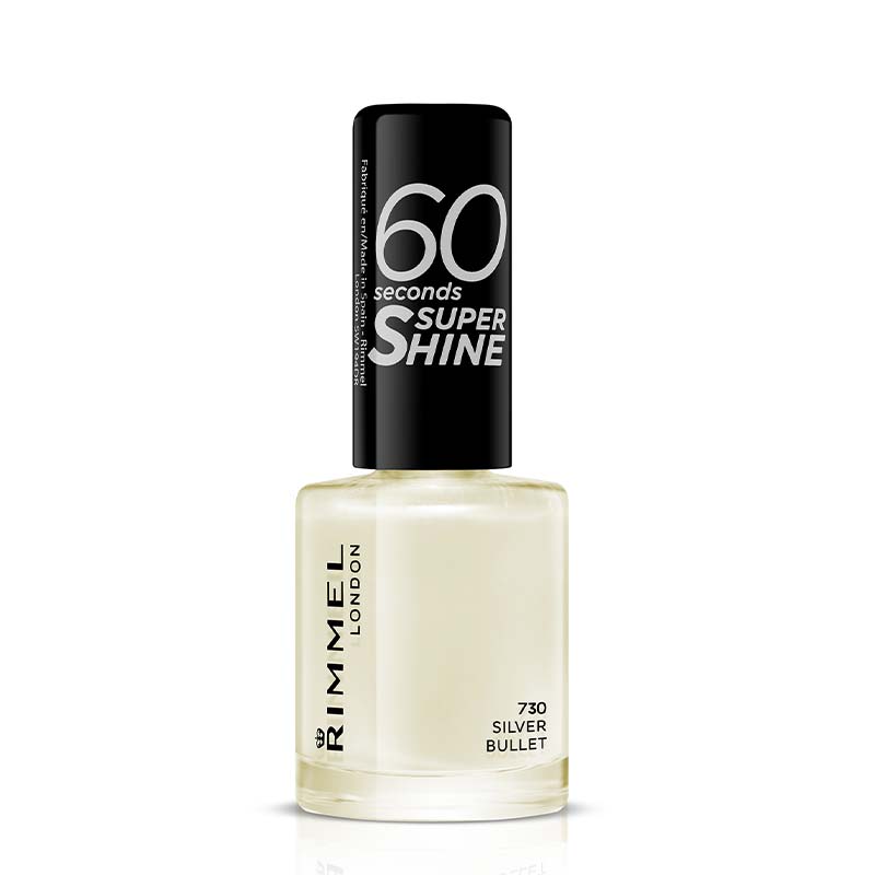 Rimmel London 60 Seconds Nail Polish | 730 Silver Bullet | Shine | Quick dry | Opaque 