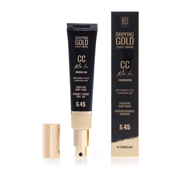 SoSu by SJ Dripping Gold CC Me In Foundation Medium Coverage SPF 45 01 Porcelain