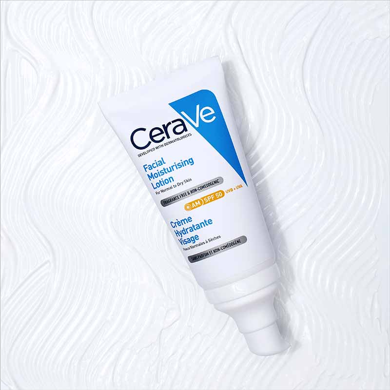 CeraVe Facial Moisturising Lotion AM SPF 50 | lightweight moisturiser with UVA/UVB protection | creamy lotion moisturiser