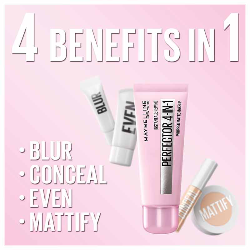 Maybelline Instant Age Rewind Instant Perfector 4 in 1 | whipped matte makeup | blur | conceal | even | mattify
