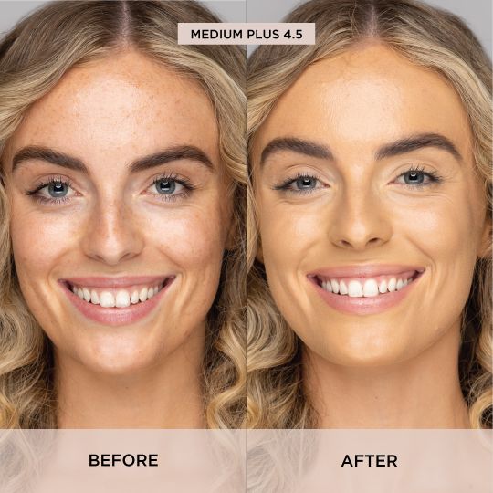 Sculpted By Aimee Connolly Satin Silk Longwear Foundation | makeup | skin | face | base | foundation | medium - high coverage | comfortable | 8+ hours | flawless | weightless | smooth | even | complexion | skin-loving ingredients | hydrating formula | medium plus | 4.5 