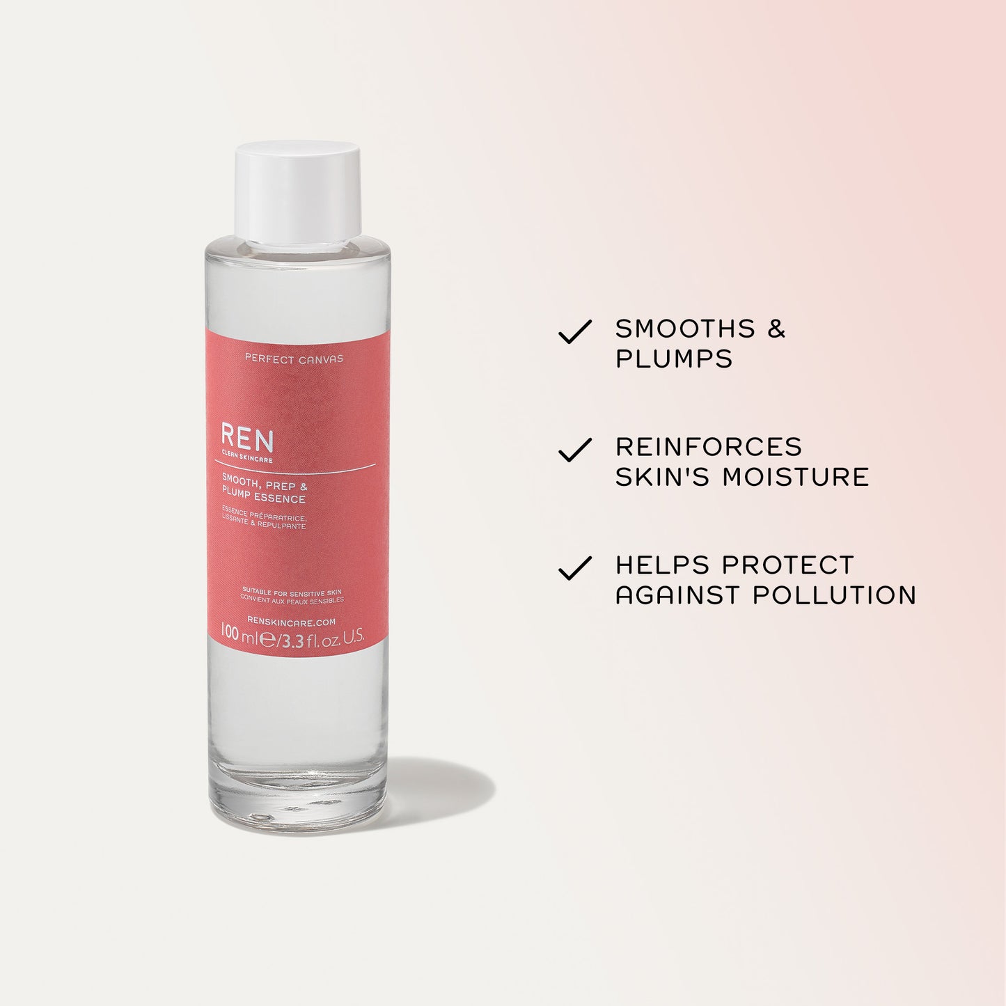 REN Perfect Canvas Smooth, Prep & Plump Essence | smooth and plump the skin  | skin moisture primer | pollution in skin