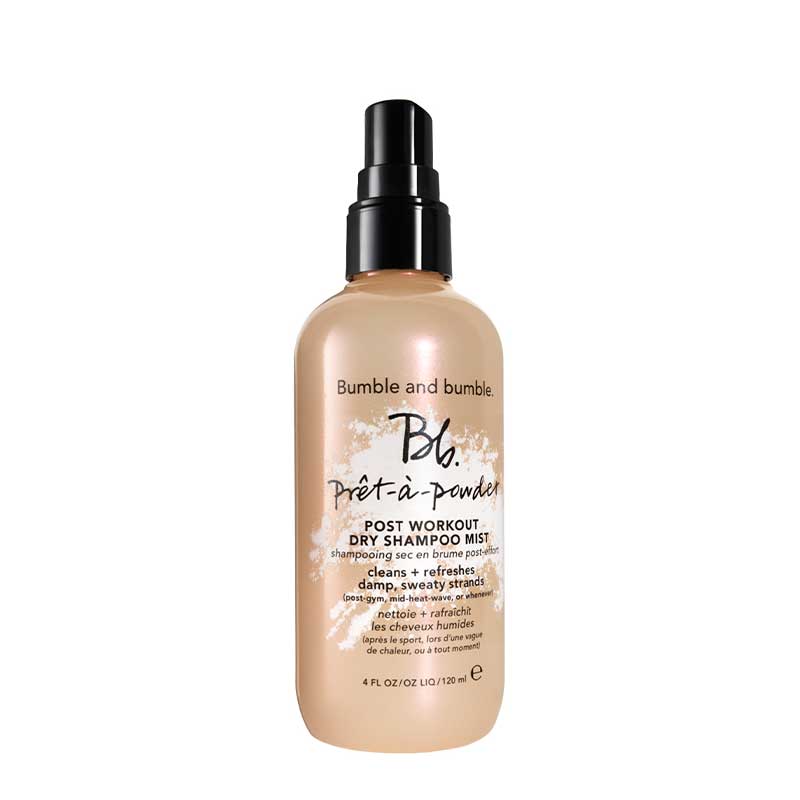 Bumble and bumble Pret-a-Powder Post Workout Dry Shampoo Mist | mist for after working out for the hair | cleans sweaty strands of hair | how to get hair to stop sweating at gym