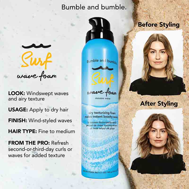 Bumble and bumble Surf Texturizing Wave Foam | windswept waves styling mousse