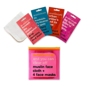 Anatomicals And You Can Clear Off - Muslin Face Cloth + 4 Clear Skin Face Masks | Anatomicals Face Masks