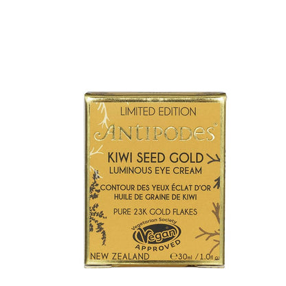 Antipodes Kiwi Seed Gold Luminous Eye Cream | pigmentation eye cream | dark under eye circles | anti wrinkle eye cream