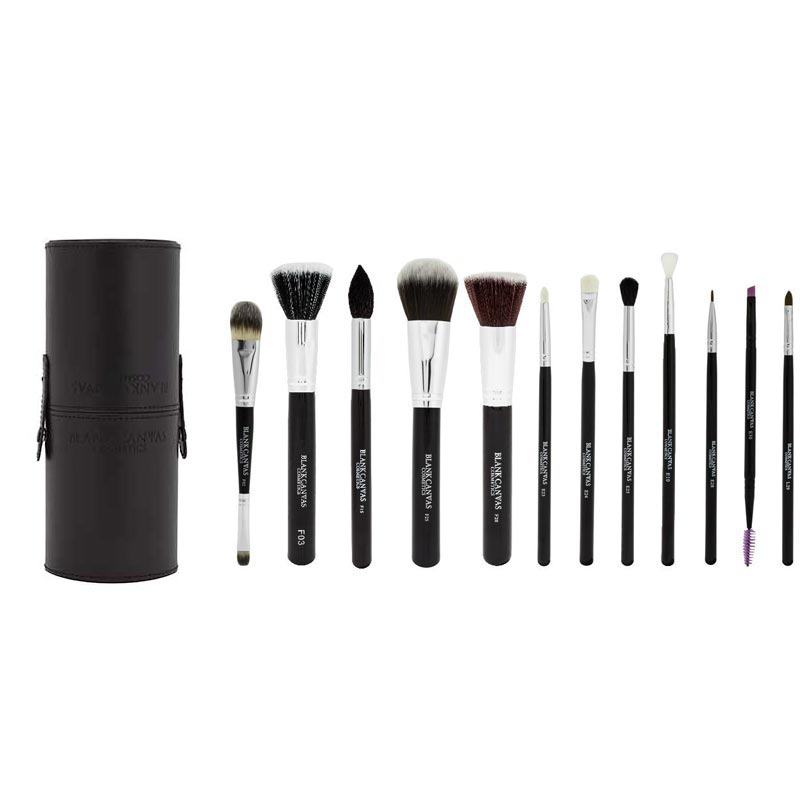 Blank Canvas 12 Piece Face And Eye Set With Cup Holder | make up brushes full set | make brushes holder
