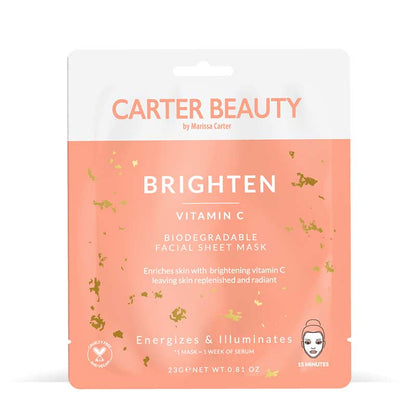 Carter Beauty By Marissa Brighten Vitamin C Facial Sheet Mask | vitamin c | brighten skin | sheet mask | vegan | cruelty free | energises