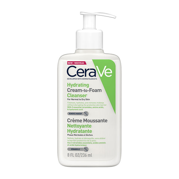 CeraVe Hydrating Cream To Foam Cleanser For Normal to Dry Skin | CeraVe Cleanser | Ceramides | Hyaluronic Acid | Amino Acids | Fragrance Free