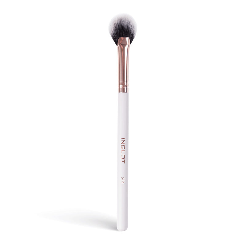 Inglot Feather Luxe Define & Glow Fan Brush 204 | face makeup brush | highlighter brush | powder brush | fan shape head | fan makeup brush | vegan | cruelty free