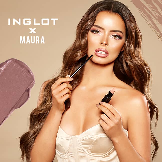 Inglot x Maura Naughty Nudes Lipsatin Lipstick | nude shade lipstick