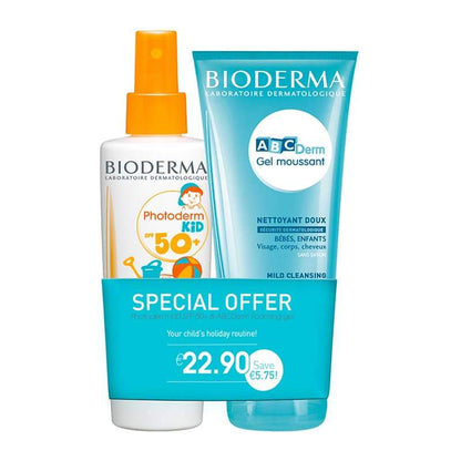Bioderma Photoderm KID SPF 50+ 200ml + ABCDerm Foaming Gel 200ml | sunscreen for children