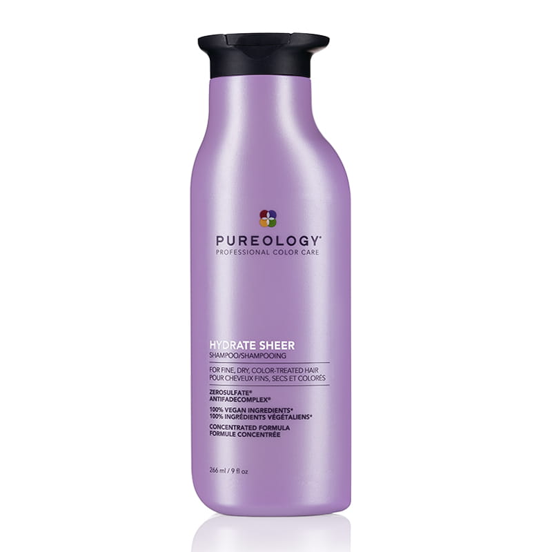 Pureology Hydrate Sheer Shampoo is a Silicone-free, Sulphate-free shampoo specially created to care for fine hair without weighing it down. This colour protection shampoo keeps your colour look looking radiant with no build-up or heavy feeling. Sulfate-free, Silicone-Free, Paraben-free, Mineral Oil-free, Vegan, Cruelty Free.