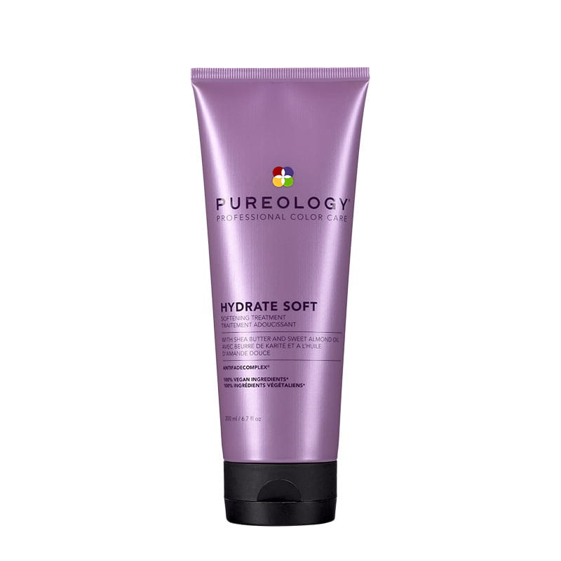 Pureology Hydrate Soft Softening Treatment Mask is a deeply nourishing treatment that softens and protects colour-treated hair. It contains key ingredients such as Shea Butter, Almond Oil and a signature aromatherapy blend of Cardamom, Cedarwood, and Sandalwood. This nourishing treatment adds touchable softness and extraordinary colour protection.