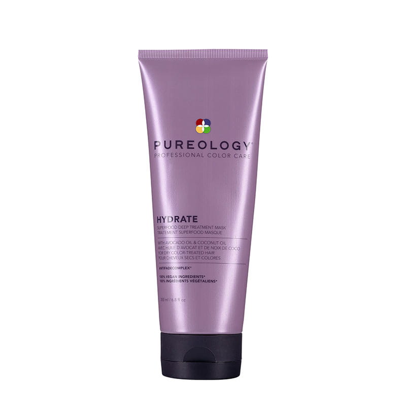Pureology Hydrate Superfood Deep Treatment Mask is a deeply nourishing treatment for damaged or colour-treated hair with essential nutrients that intensely hydrates and moisturises locks.