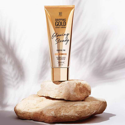 SOSU by Suzanne Jackson Dripping Gold Glowing Steady Gradual Tan | hyaluronic acid tan | fragrance free formula