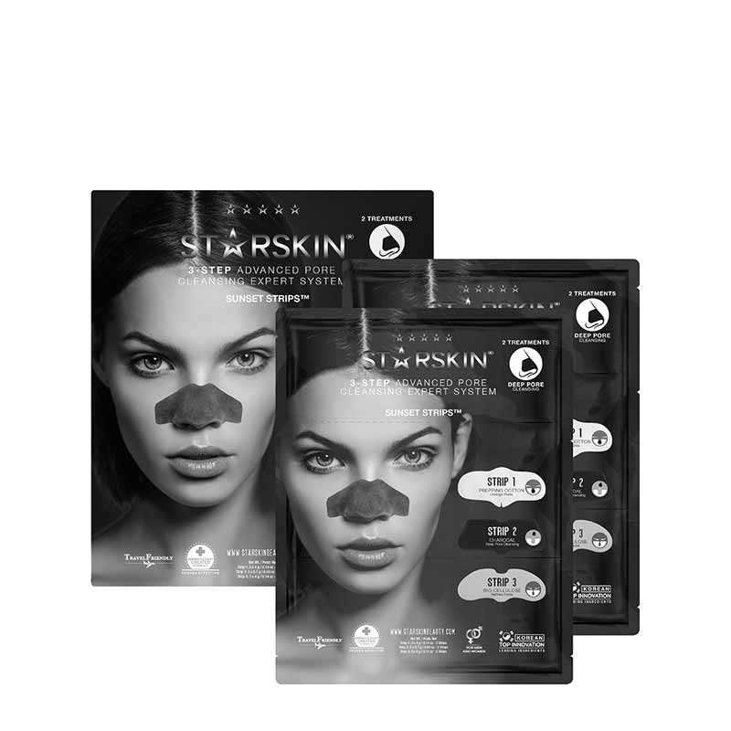 STARSKIN Sunset Strips 3-Step Advanced Pore Cleansing Expert System | charcoal pore strips