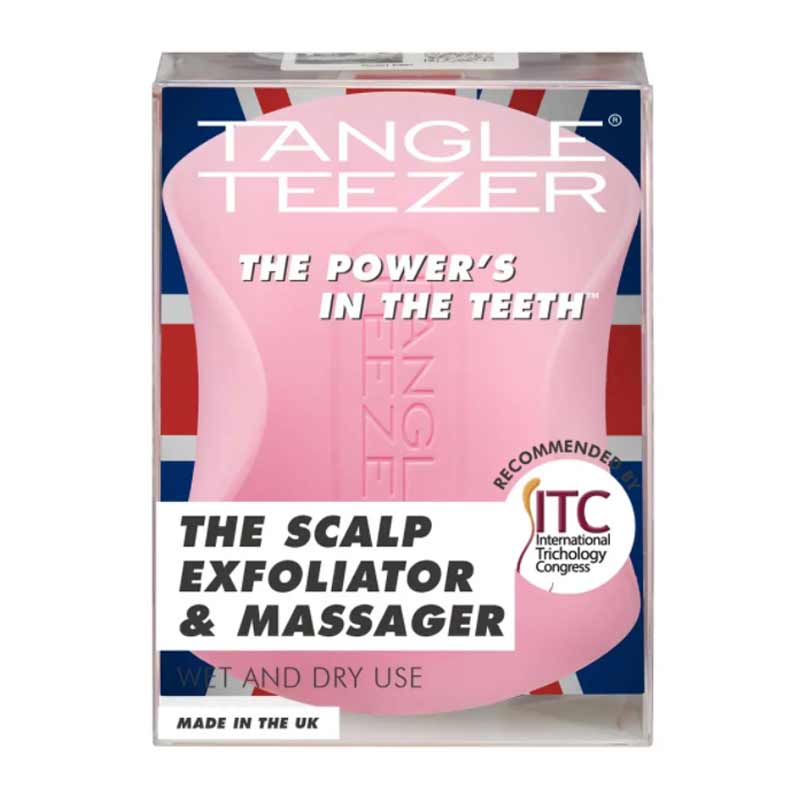 Tangle Teezer Scalp Exfoliator & Massager | anti dandruff detangling hair brush | light pink