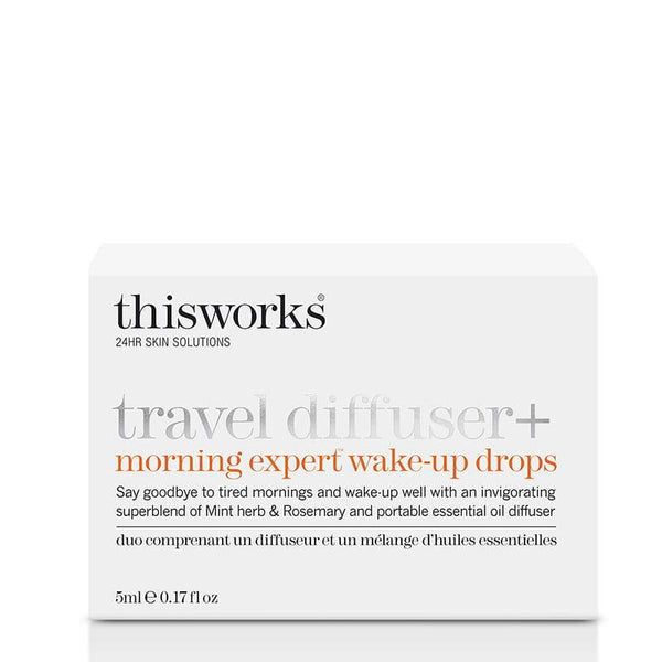 This Works Travel Diffuser + Morning Expert Wake Up Drops 5ml | essential oil diffuser | energising essential oil