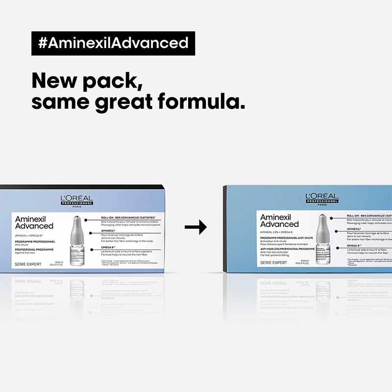 L'Oréal Professionnel Serié Expert Aminexil Advanced: Anti-Hair Loss Ampoules | new packaging of aminexil advanced