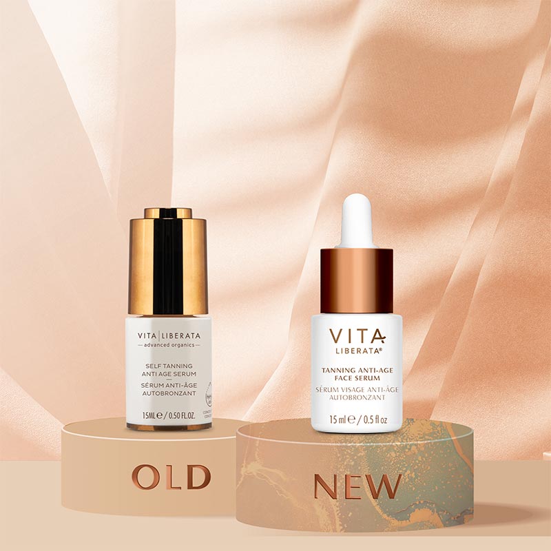 Vita Liberata Self Tanning Anti Age Serum | self tan serum to mix in with moisturiser | vita liberata new packaging before and after