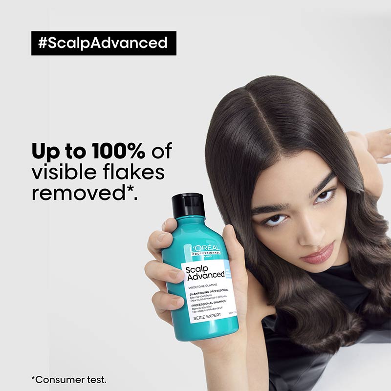 L'Oréal Professionnel Serié Expert Scalp Advanced Anti-Dandruff Dermo-Clarifier Shampoo | visible flakes removed | scalp advanced range