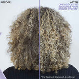 Redken Blondage High Bright Conditioner | before and after using redken high bright system in hair | redken conditioner in curly hiar