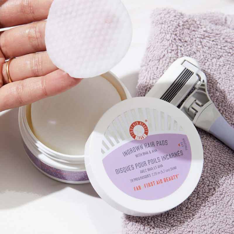 First Aid Beauty Bye Bye Bumps Kit | ingrown hair pads gift set for razor burn