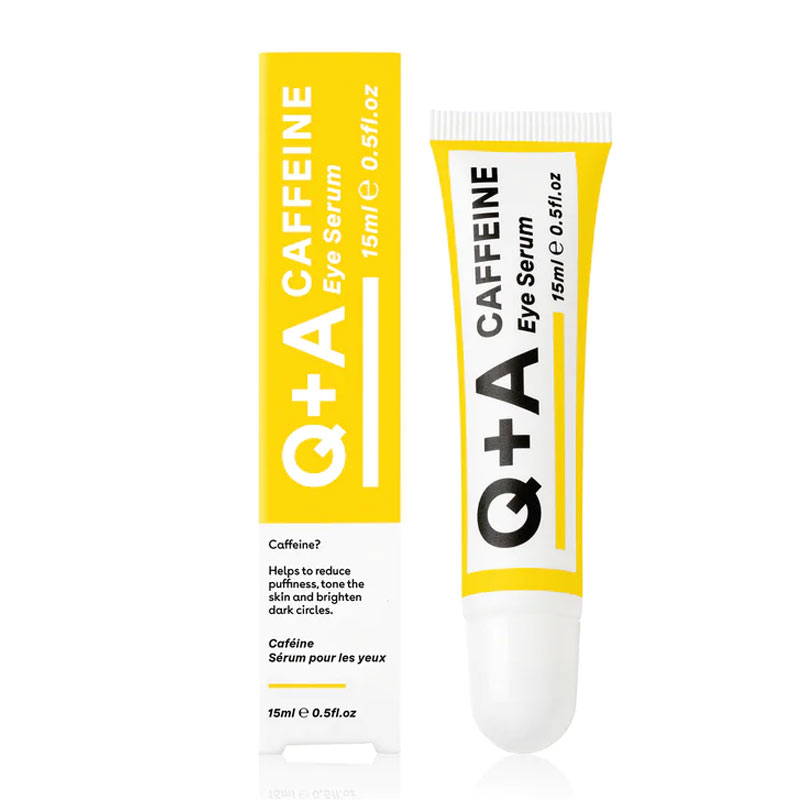 Q+A Caffeine Eye Serum | brightening eye cream | dark circles under eyes | reduce puffiness in the eyes