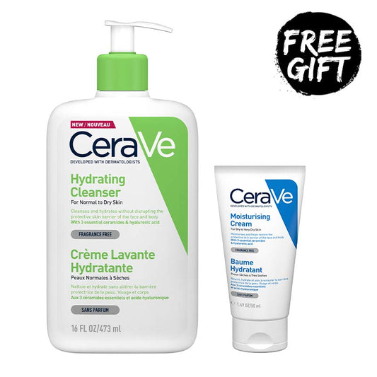 CeraVe Hydrating Cleanser + CeraVe Moisturising Cream 50ml | cleanser for normal to dry skin