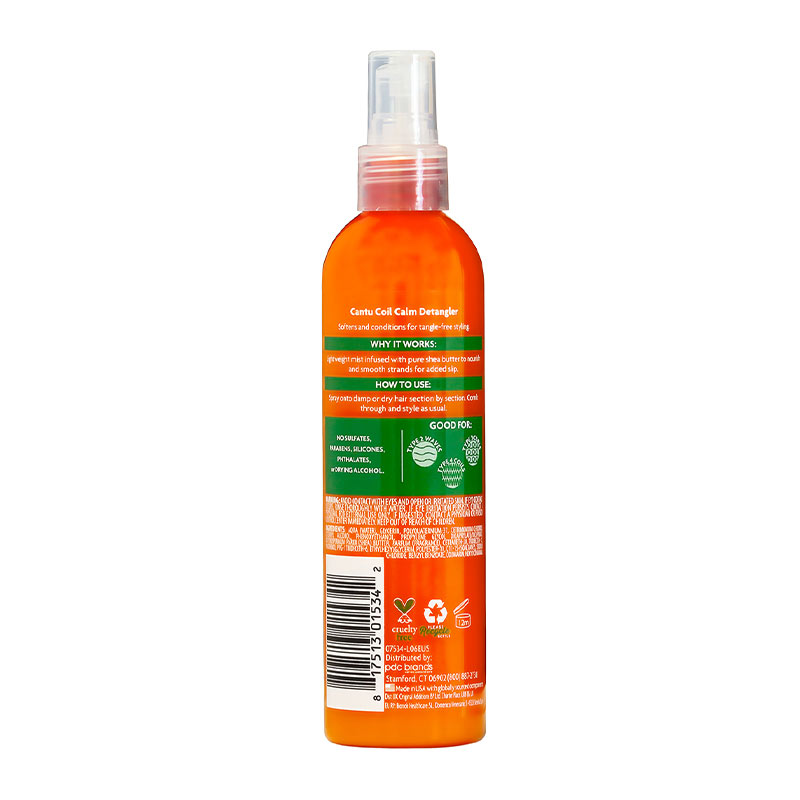Cantu hair coil calm detangler | brushing and styling with ease | Tangles out of hair | Effortlessly comb through hair | 