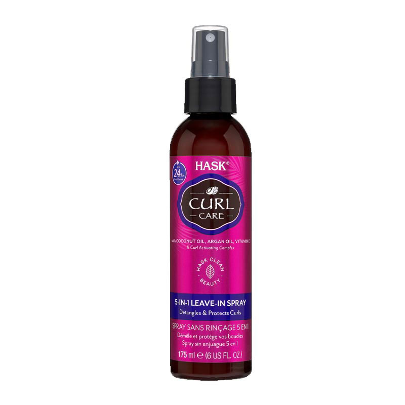 Hask Curl Care 5-in-1 Leave In Spray | detangles and protects curls | coconut oil argan oil vitamin e spray for curls