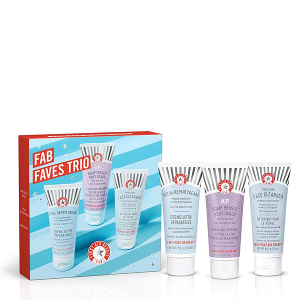 First Aid Beauty FAB Faves Trio Kit | kp bump eraser | face cleanser | ultra repair cream