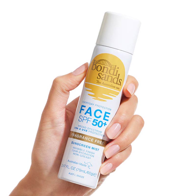 Bondi Sands SPF 50 Fragrance Free Face Mist | sunscreen mist for face | spf 50 | high sun protection | sun cream water spray | spf for under makeup