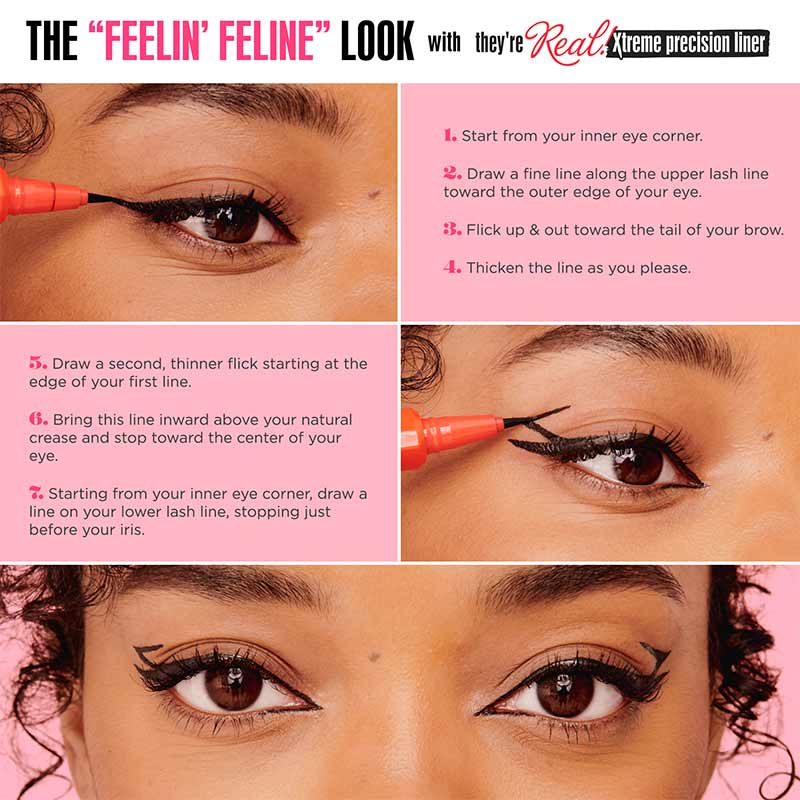 Benefit They're Real Xtreme Precision Black Liner | feeling feline makeup look | cat eye look tutorial | eyeliner tutorial | 