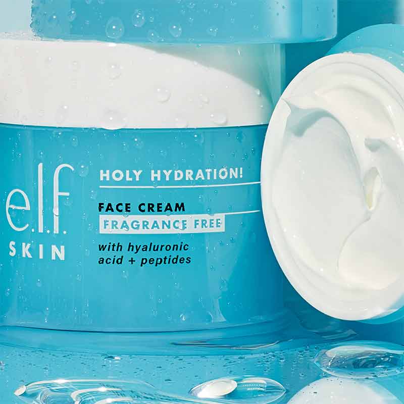 e.l.f. Holy Hydration ! Face Cream Fragrance Free | Facial Moisturise | Sensitive skin | Lightweight formula | Vitamin B5, Peptides, Niacinamide | Fragrance free | Nourish and plump skin |