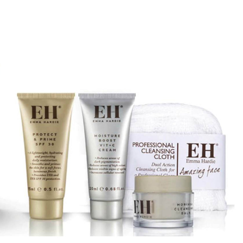 Emma Hardie Protect & Glow Kit | Emma hardie | moisture boost vit + C cream | skincare gifts | gift sets | moringa cleansing balm | Mothers day gift set | mothers day gift ideas | spf 30 | gift set for her 