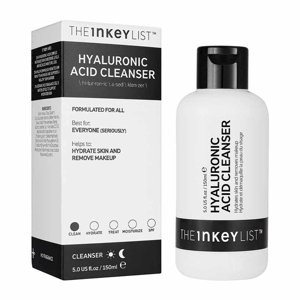 The INKEY List Hyaluronic Acid Cleanser | cleanser for all skin types | clean and hydrate the skin while removing makeup | makeup remover | cleanse