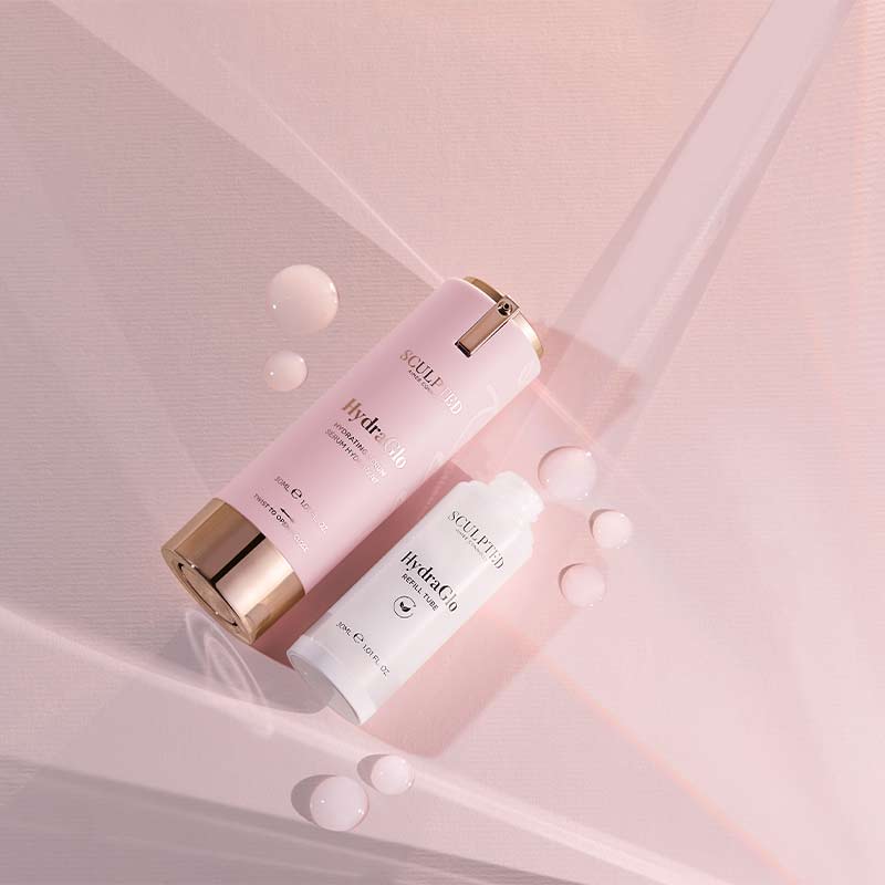 Sculpted by Aimee Connolly HydraGlo Face Serum | hydrating face serum | plump youthful skin | vegan and cruelty free skincare | moisturiser | refill for serum | refill serum