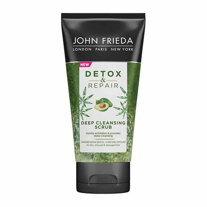 John Frieda Detox & Repair Deep Cleansing Scrub | Cannabis sativa seed oil | weekly detox for your hair | detox hair treatment | removes dirt | cleanses scalp