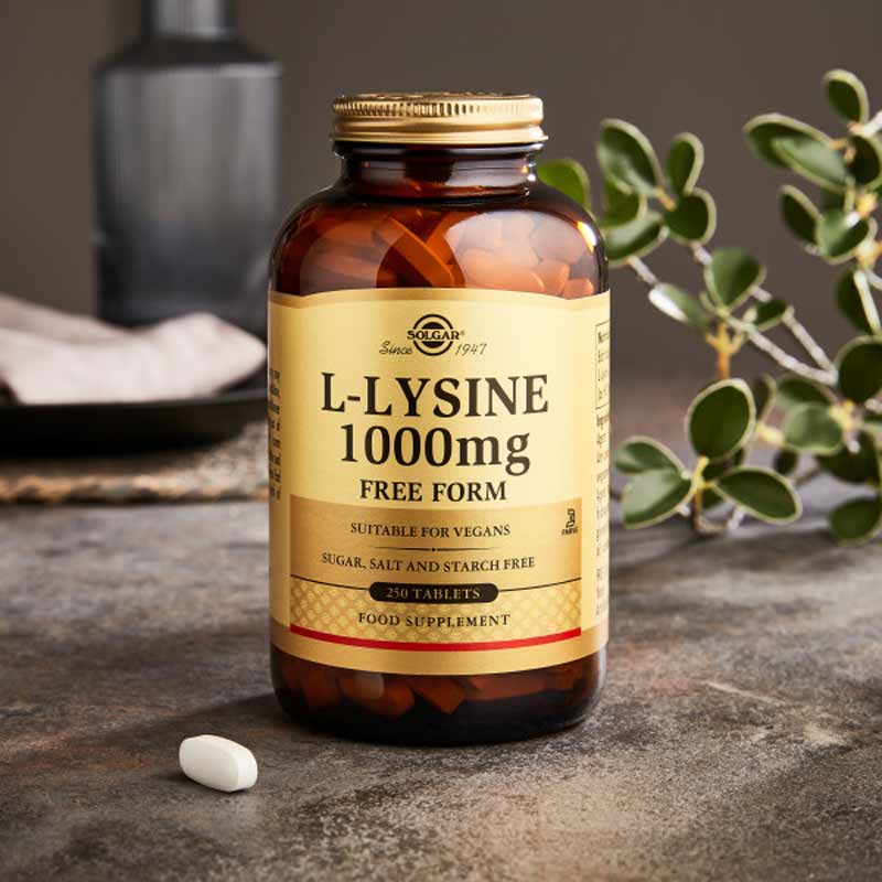 Solgar L-Lysine 1000 mg Free Form | amino supplements | vegan food supplement