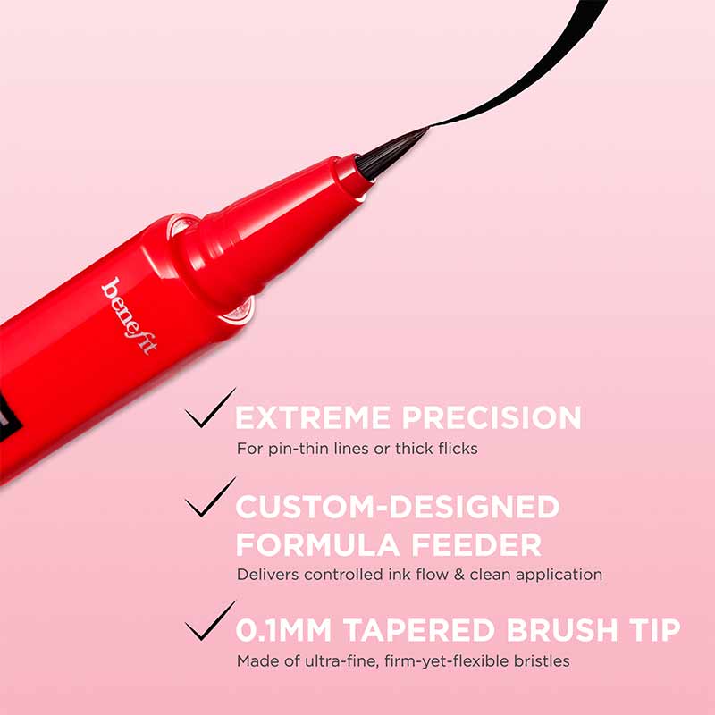 Benefit They're Real Xtreme Precision Black Liner | extreme precision liner | thick flick liner | controlled ink flow eyeliner | tapered brush tip liner