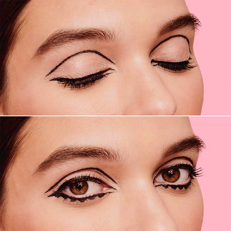 Benefit They're Real Xtreme Precision Black Liner | funky liner look | extreme black liner | thick liner and thin liner