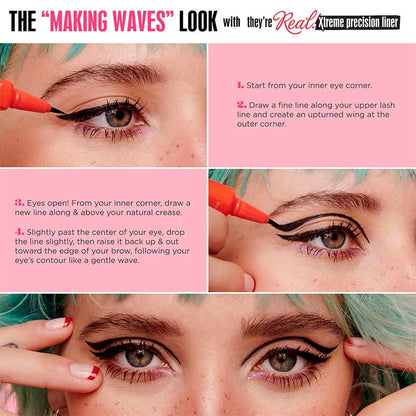 Benefit They're Real Xtreme Precision Black Liner | making waves eyeliner look | wavey eyeliner tutorial | benefit eyeliner tutorial