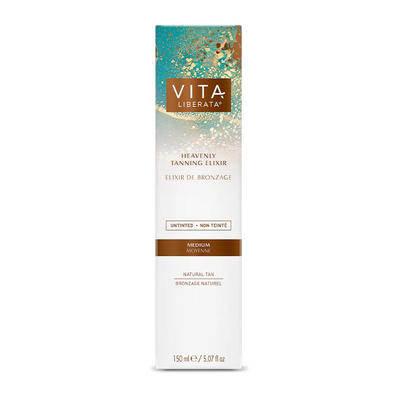 Vita Liberata Heavenly Tanning Elixir Untinted | squalane and aloe vera in tan | clear tan medium shade | tan invisible going on
