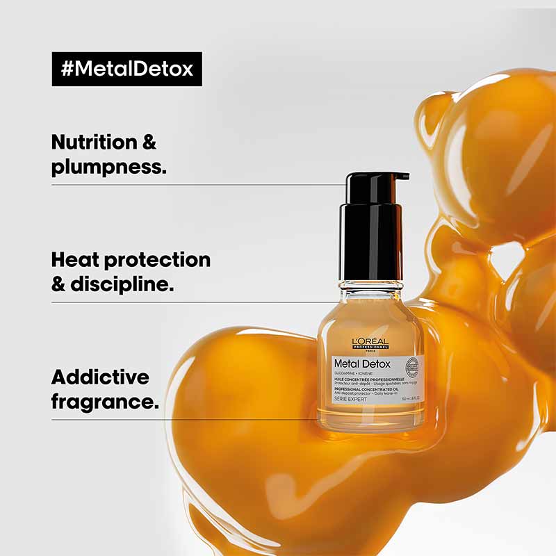 L'Oreal Professionnel Metal Detox Anti-Deposit Protector Concentrated Oil | nutrition for hair | plumpness in hair | heat protection oil and discipline for hair