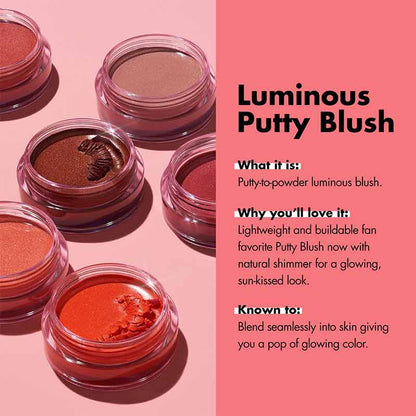 e.l.f. Luminous Putty Blush | Putty to Powder texture | Unique texture | Luxurious blush | Vitamin E | Argan Oil | Plump look | Healthy complexion |  Glowing