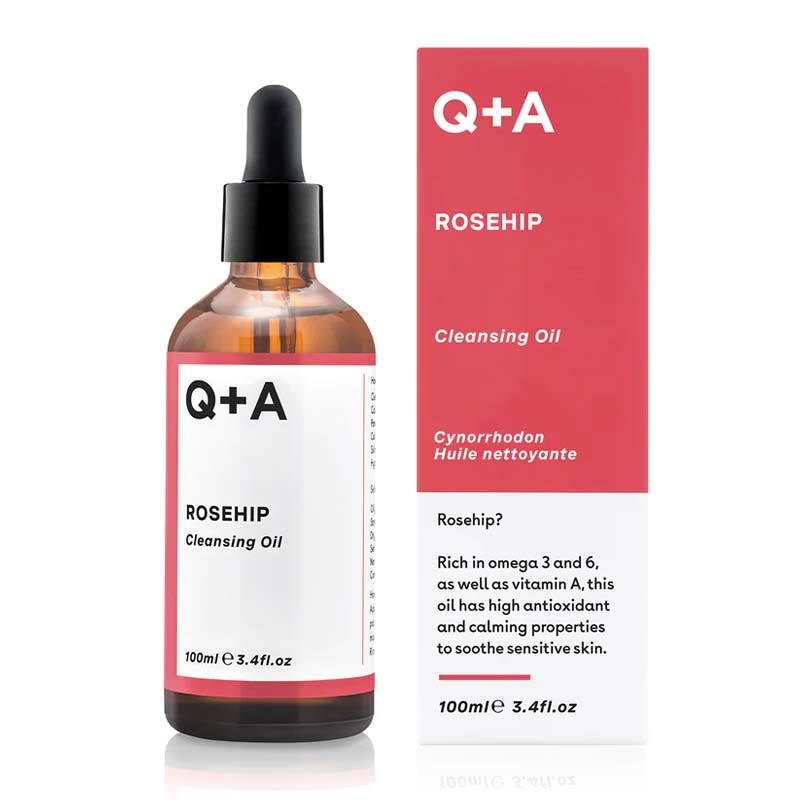 Q+A Rosehip Cleansing Oil | omegas for the skin | high antioxidant and calming properties for sensitive skin