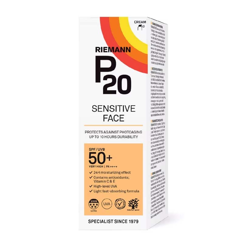 Riemann P20 Sensitive Face SPF 50+ Sun Cream | vitamin c and e in sun cream